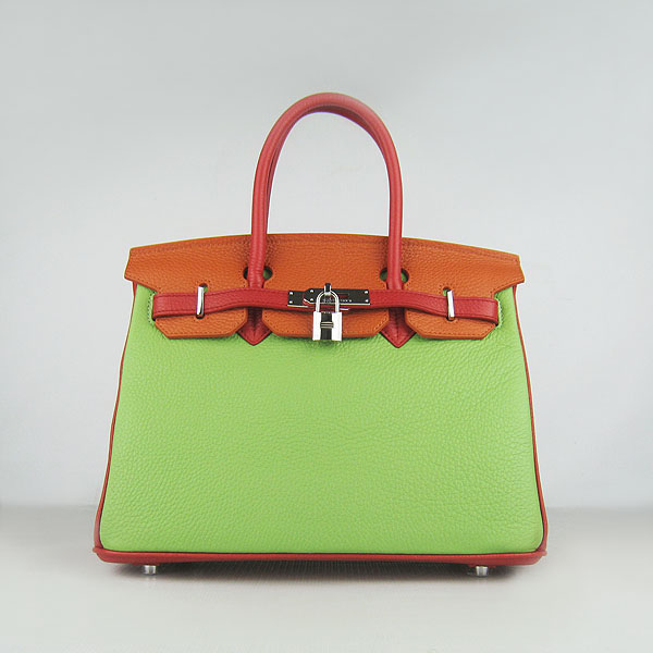 Replica Hermes 30CM Embossed Veins Leather Bag Red/Orange/Green 6088 On Sale